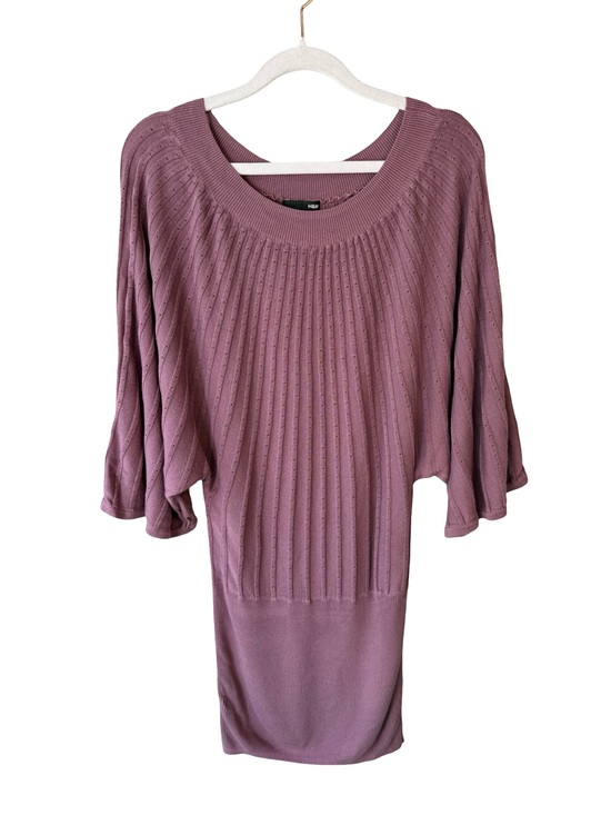 H&M Sweaters - H&M Dusty Mauve Ribbed Scoop-Neck Sweater Dress Tunic Size XS Y2K Cottagecore